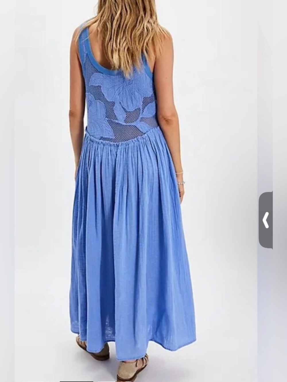 Free People Pearl Floral Maxi Dress Periwinkle Blue Sz M Boho Open Knit $198 - Picture 2 of 6